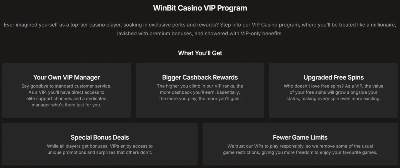 VIP Status at WinBit Casino