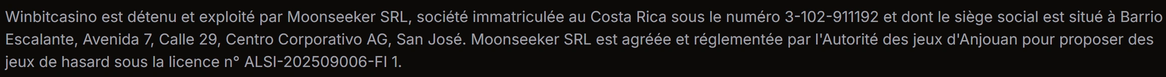 Sécurité et Licences de WinBit Casino