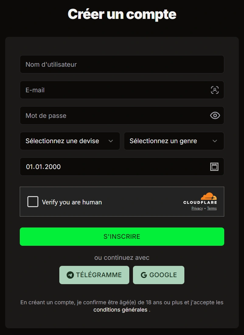 Comment s'inscrire sur WinBit Casino