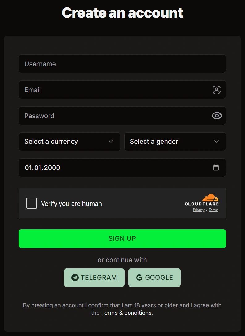 How to register at WinBit Casino
