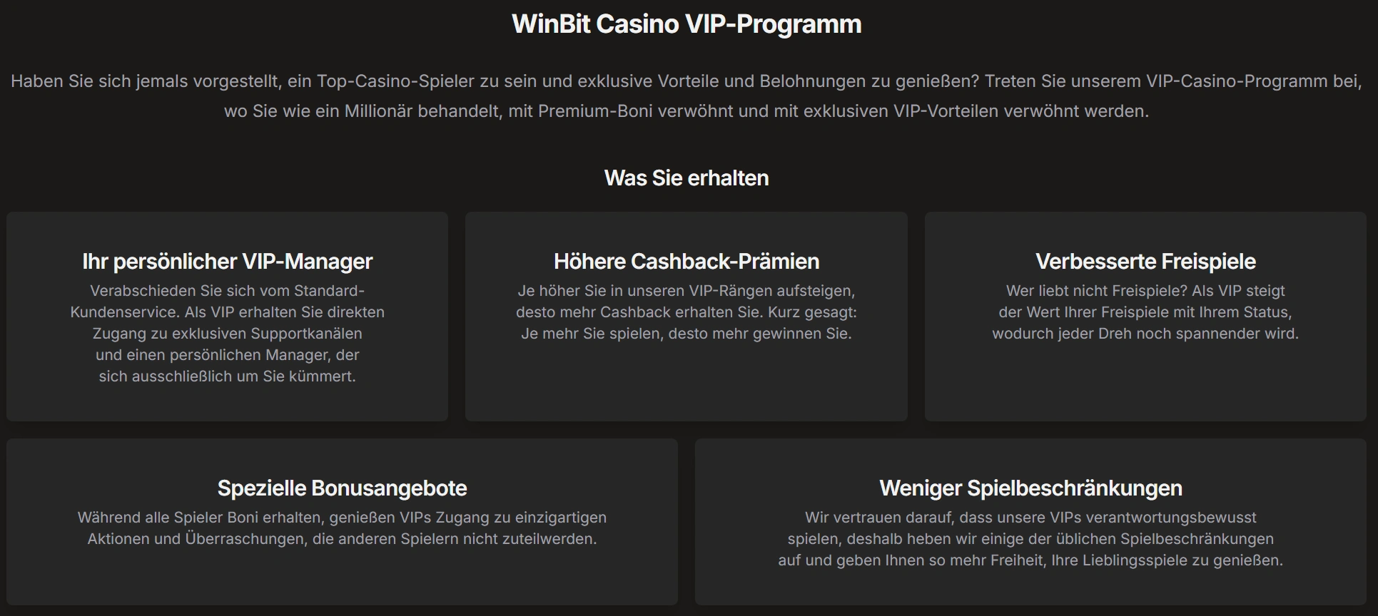 VIP-Status bei WinBit Casino